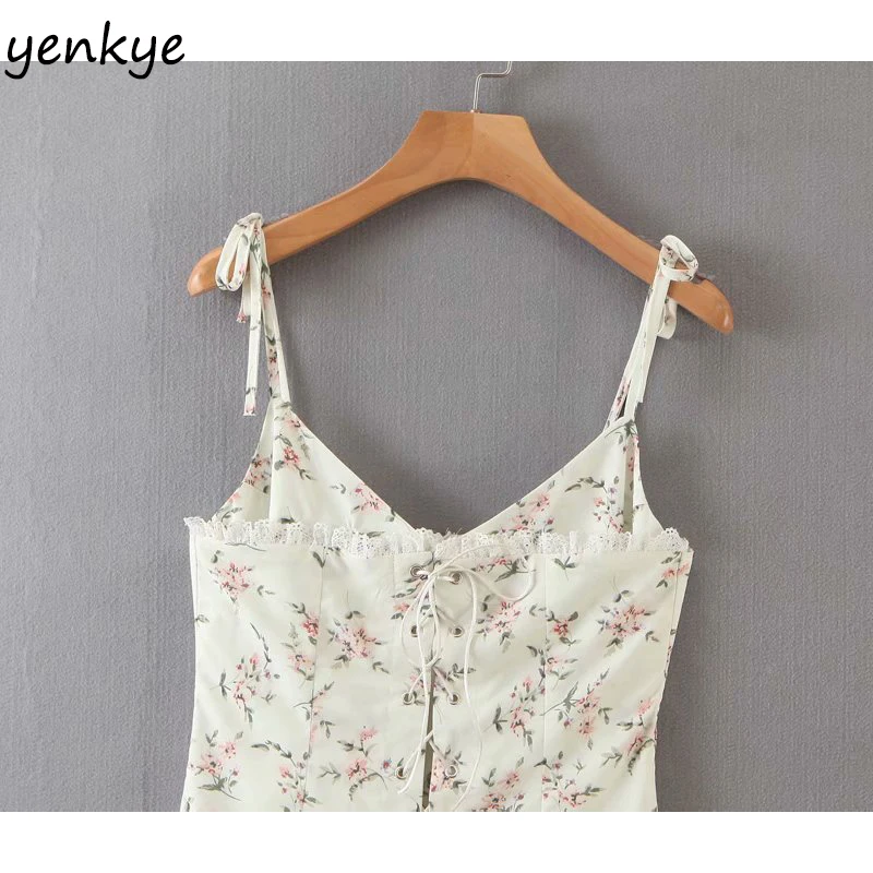 Женское кружевное платье с цветочным принтом облегающее мини на бретельках