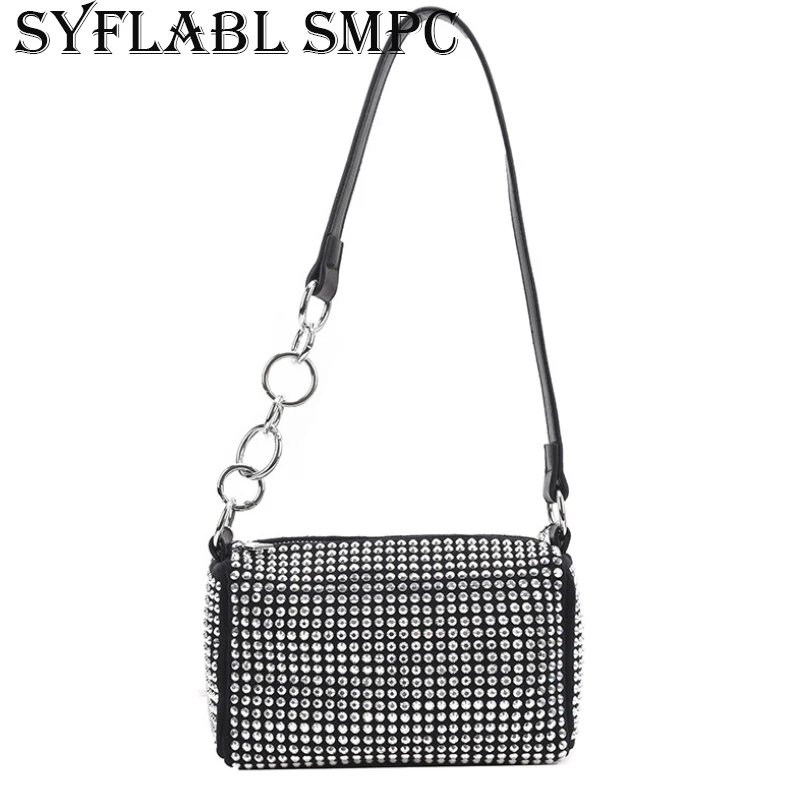 

Diamond Chain Shoulder Bag Women Luxury 2021 Simple Summer Crossbody Bag Female Fashion Brand Design PU Leather Handbag