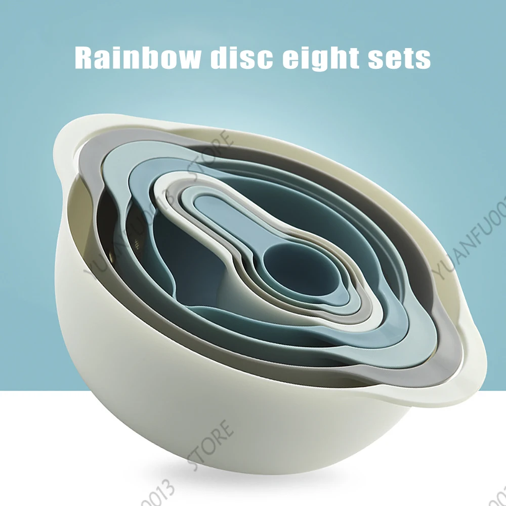 Набор мисок для смешивания 8 шт. радужная Штабелируемая комбинированная мерная