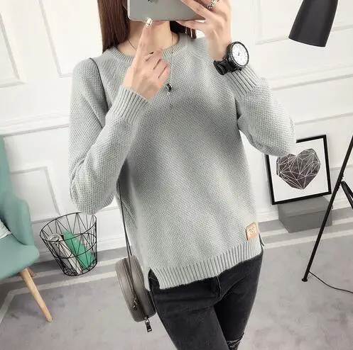 B-g OHCLOTHING весенний корейский короткий Универсальный Зимний свитер вязаная рубашка с длинными рукавами и свободные женские - Цвет: B-g