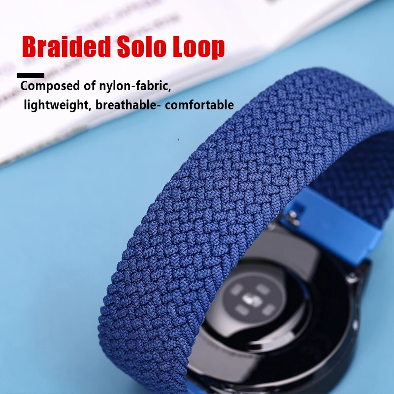 

20mm/22mm Braided Solo Loop Strap for Samsung Galaxy watch 4/3/46mm/42mm/active 2/Gear S3 bracelet Huawei watch GT/2/2e/Pro Band