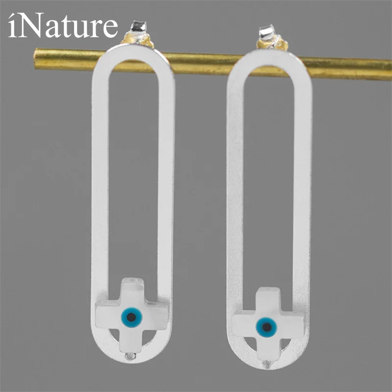 Женские серьги-гвоздики из серебра 925 пробы с крестом | Украшения и аксессуары