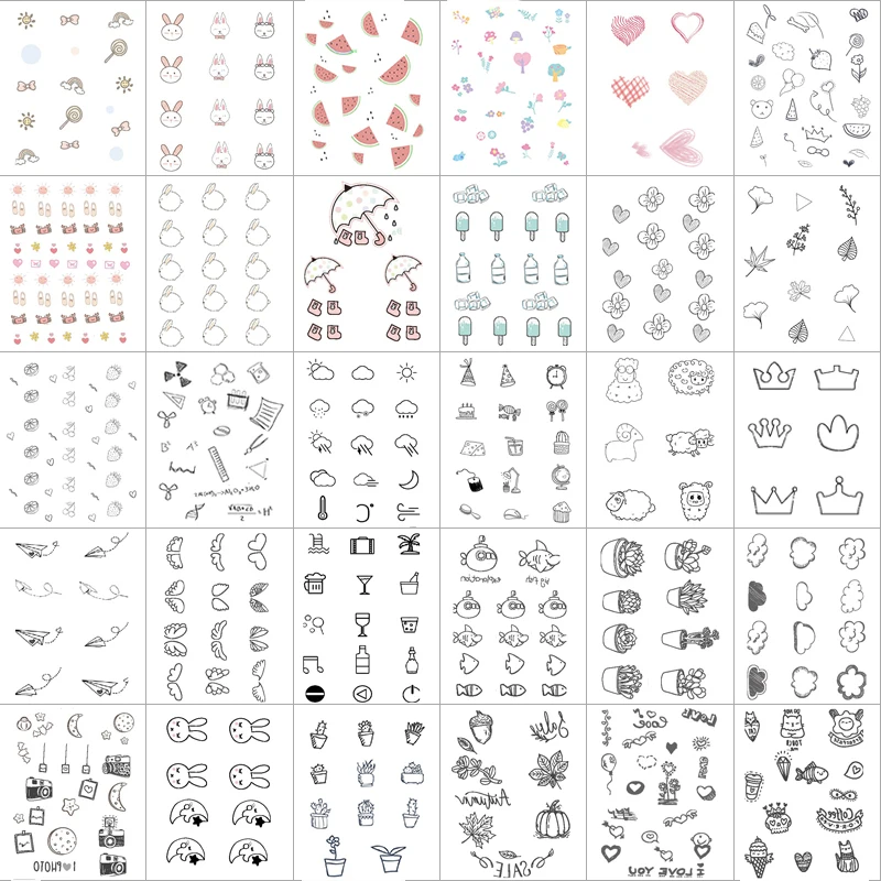 30 шт./компл. маленькая поддельная Татуировка кролик овечка Сердце цветок