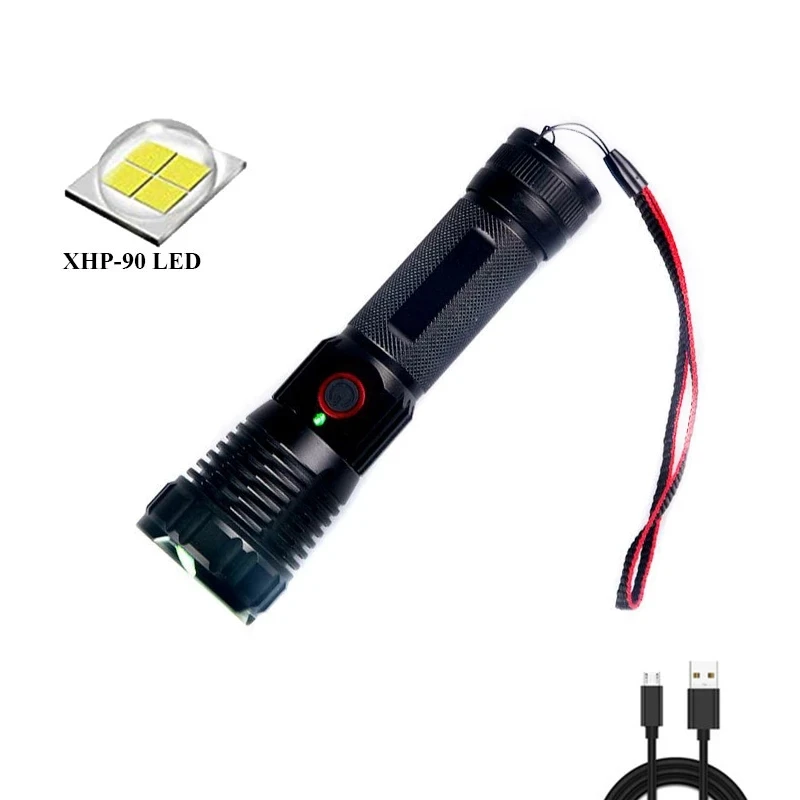 

Светодиодный фонарик TopComSuper Power ful xhp90, тактический Водонепроницаемый фонарь с зарядкой от USB, супер яркий фонарь с внешним аккумулятором для кемпинга
