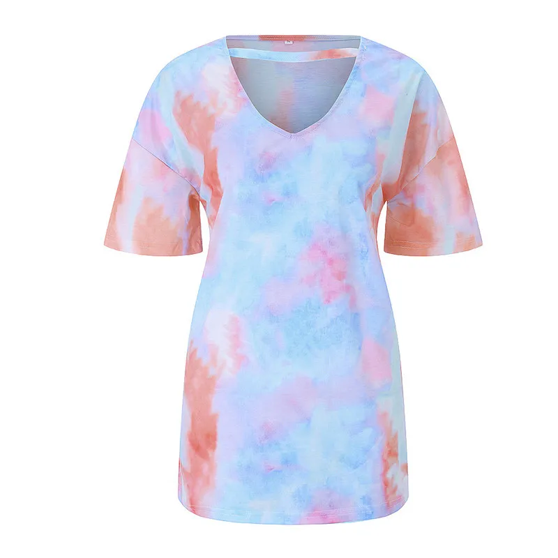 Новинка 2020 женская футболка модная Свободная Повседневная с v-образным вырезом и