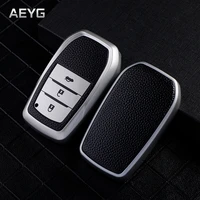 leather style car key case cover shell fob for toyota rav4 crown hilux fortuner camry land cruiser prado protect accessories