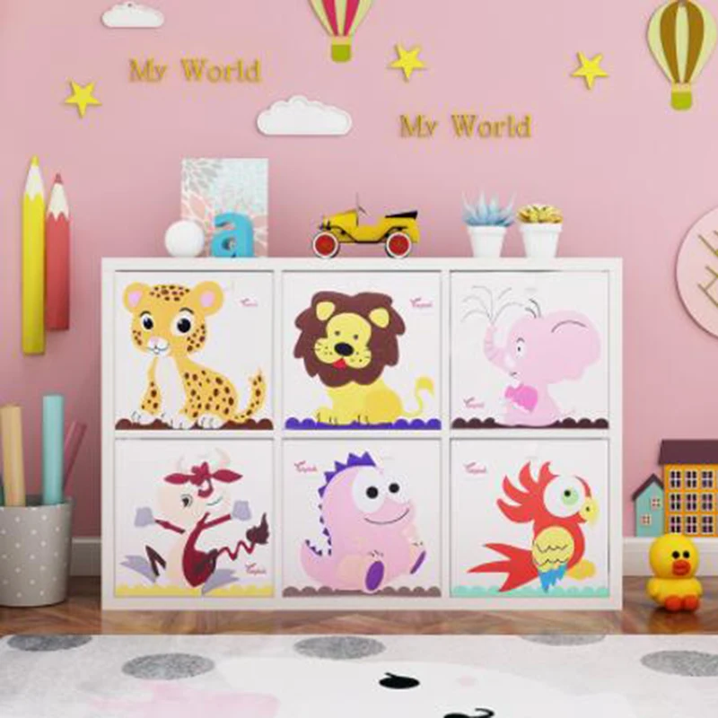 

Новый 13-дюймовый контейнер для хранения с изображением мультяшных животных, кубиков, складные моющиеся корзины из ткани Оксфорд для хранен...