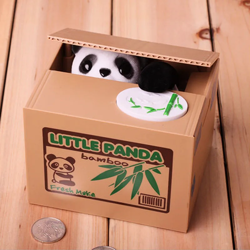 Panda Coin Box Kids Money Bank Automated Cat Thief Boxes Toy Gift for Children Piggy Saving Home Decor Cute | Дом и сад