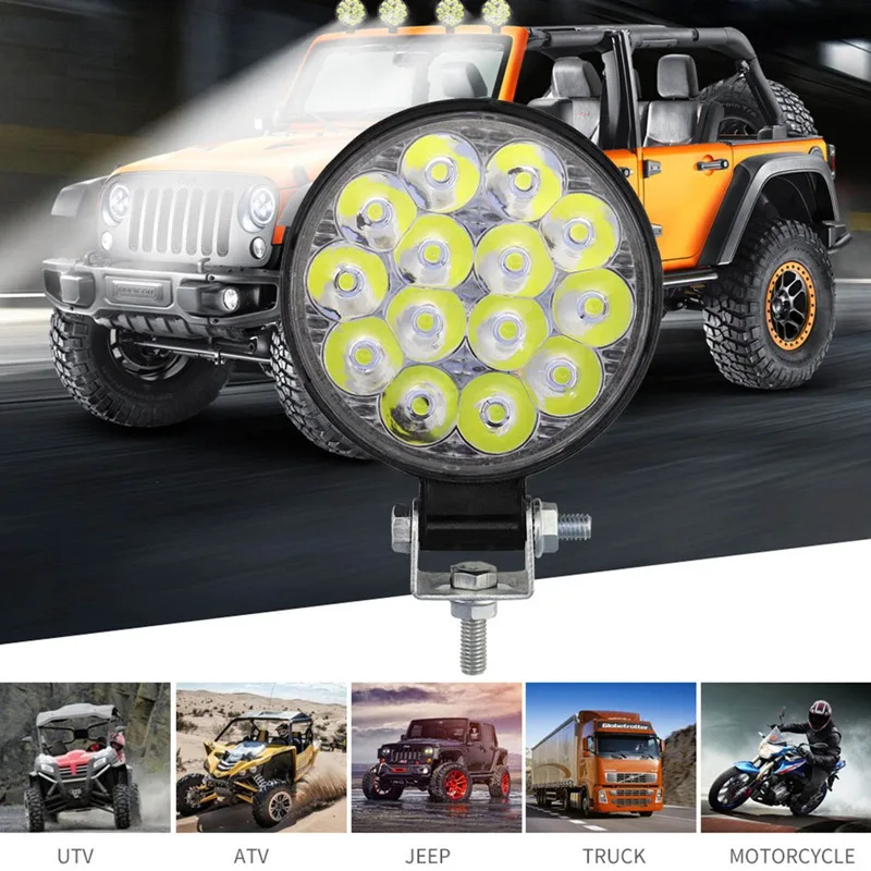 

2PCS/Set Work Light 48W 2200LM LED Car Spot light Beam Round Lamp Fog Lighting Exterior White Lighting For Jeep Boat/SUV/Truck