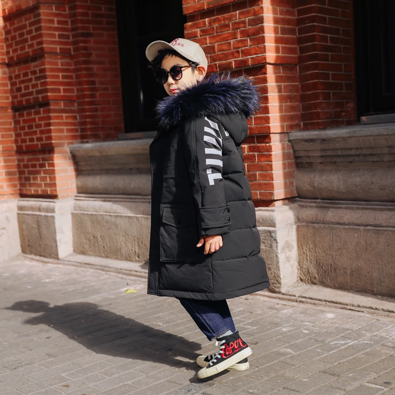 2019 г. теплые пуховики для маленьких мальчиков Длинная модель детское пуховое