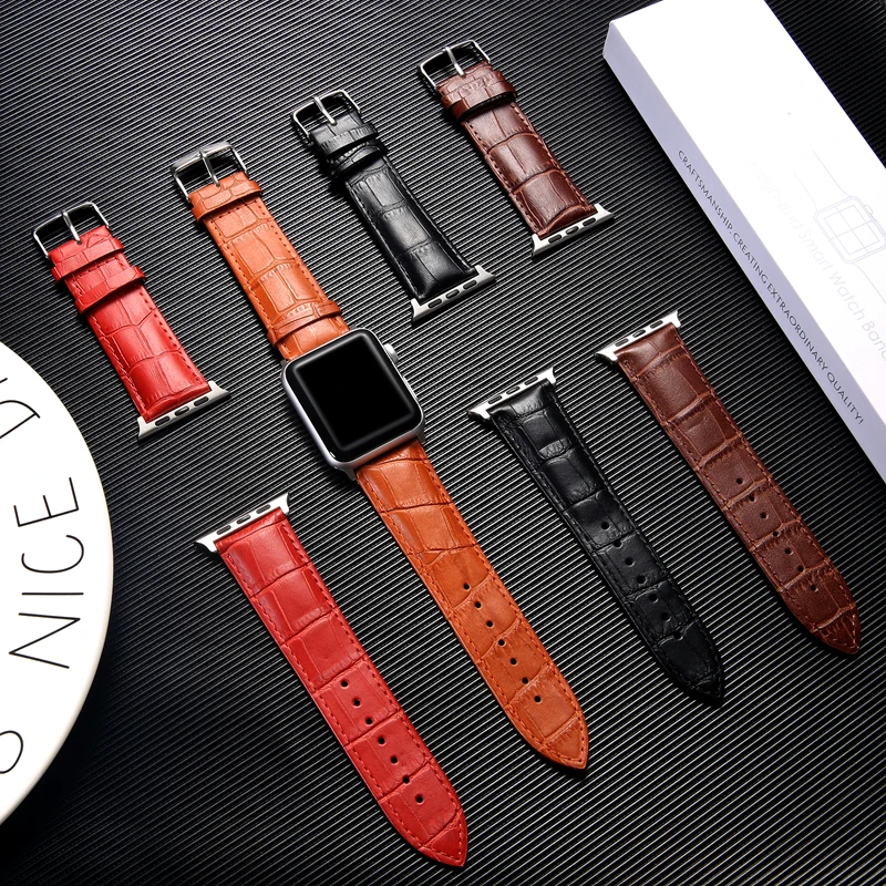 Ремешок для часов из натуральной кожи Apple watch 38 мм 42 correa iwatch 44 40 серия 5 4 3 2 1