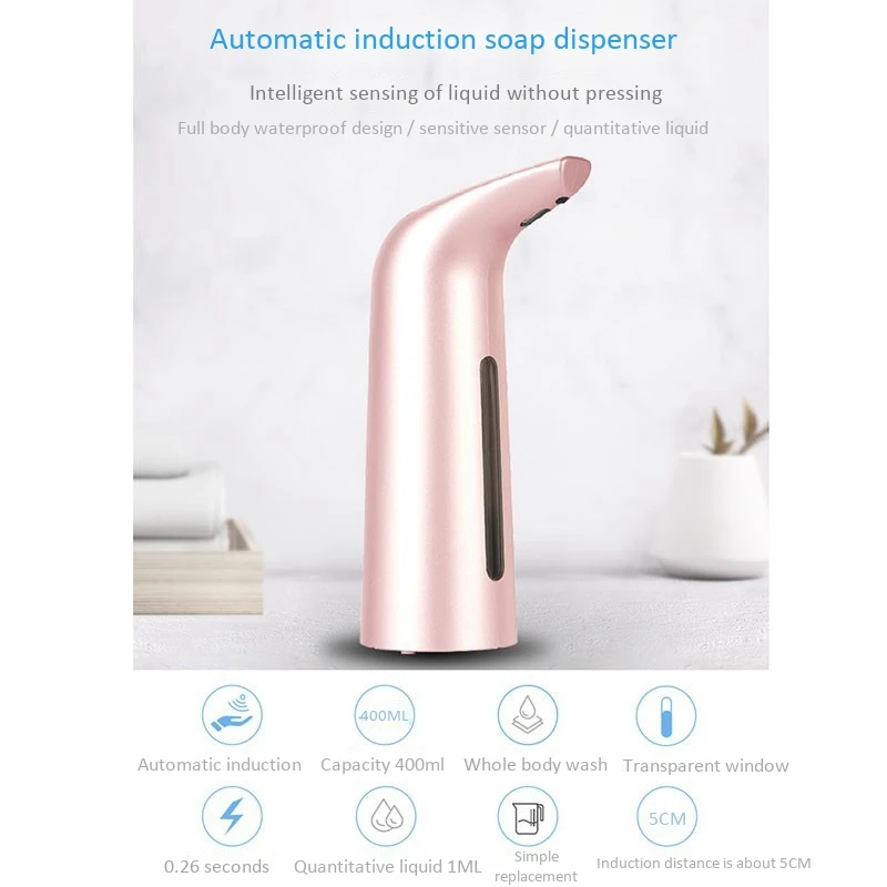 

Automatic Soap Dispenser - 400Ml Pressless Hand Dispenser Sensor Liquid Lotion Dispenser for Bathroom Office, Hotel Etc