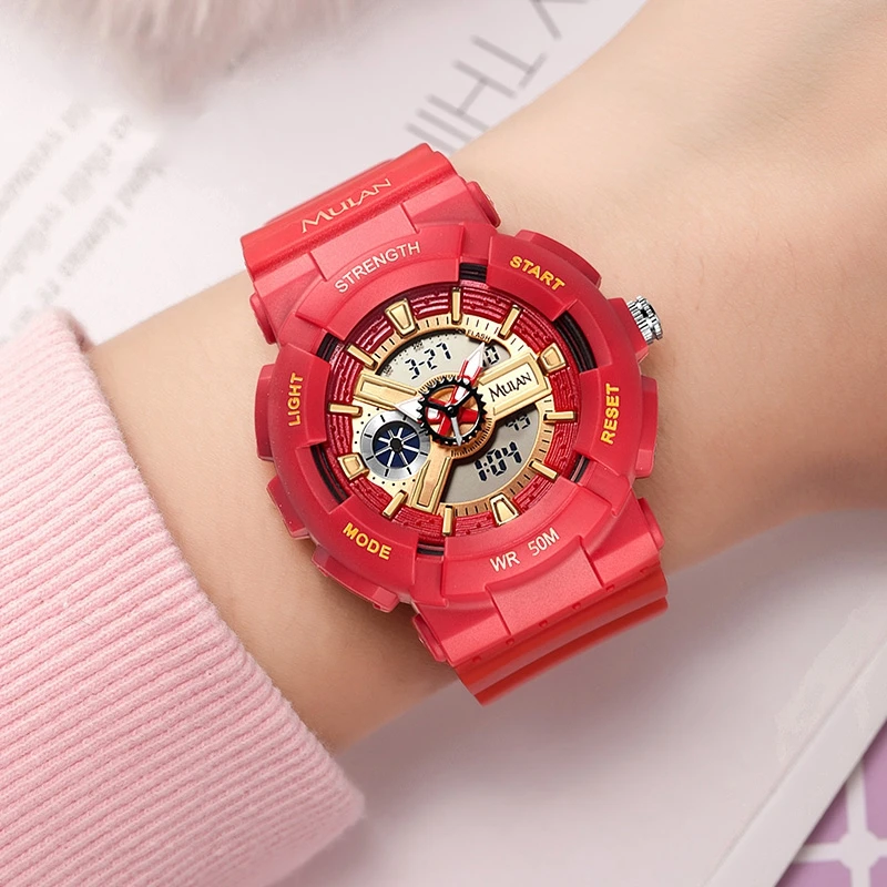 

MULAN Young Ladies Digital Watch Women Rubber Soft Strap Clock Female Fashion Sport Watches Girl Love Gift Teen Time Waterproof