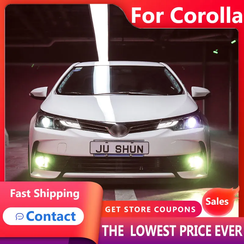 

LED Headlights For Toyota Corolla 2017 2018 headlight assembly LED daytime running light guide lamp flasher xenon bifocal lens