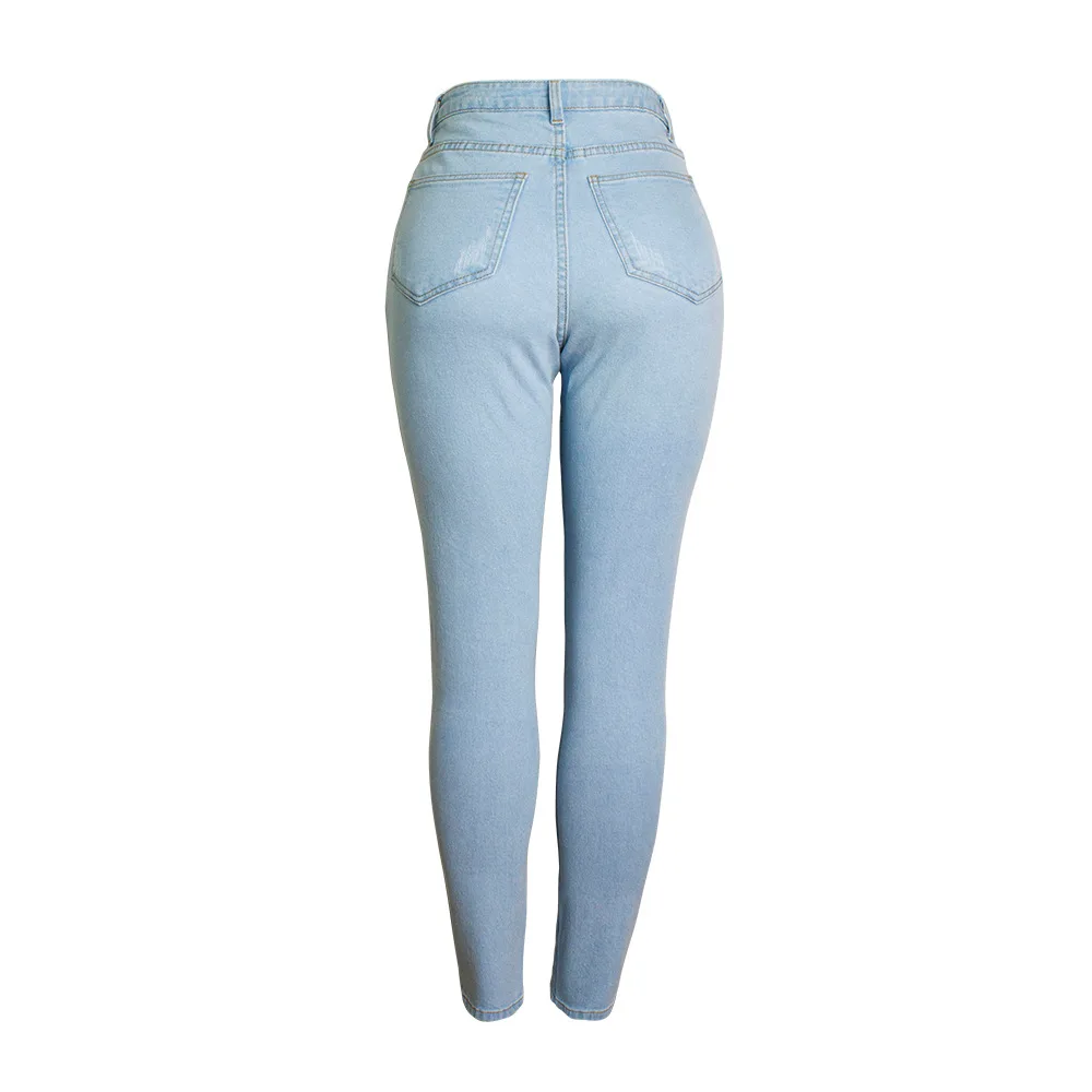 

Women High Waist Push Up Hip Pencil Lift Skinny Jeans Light Blue Stretch Slim Fit Washed Denim Pants Casual Korean Jean Trousers