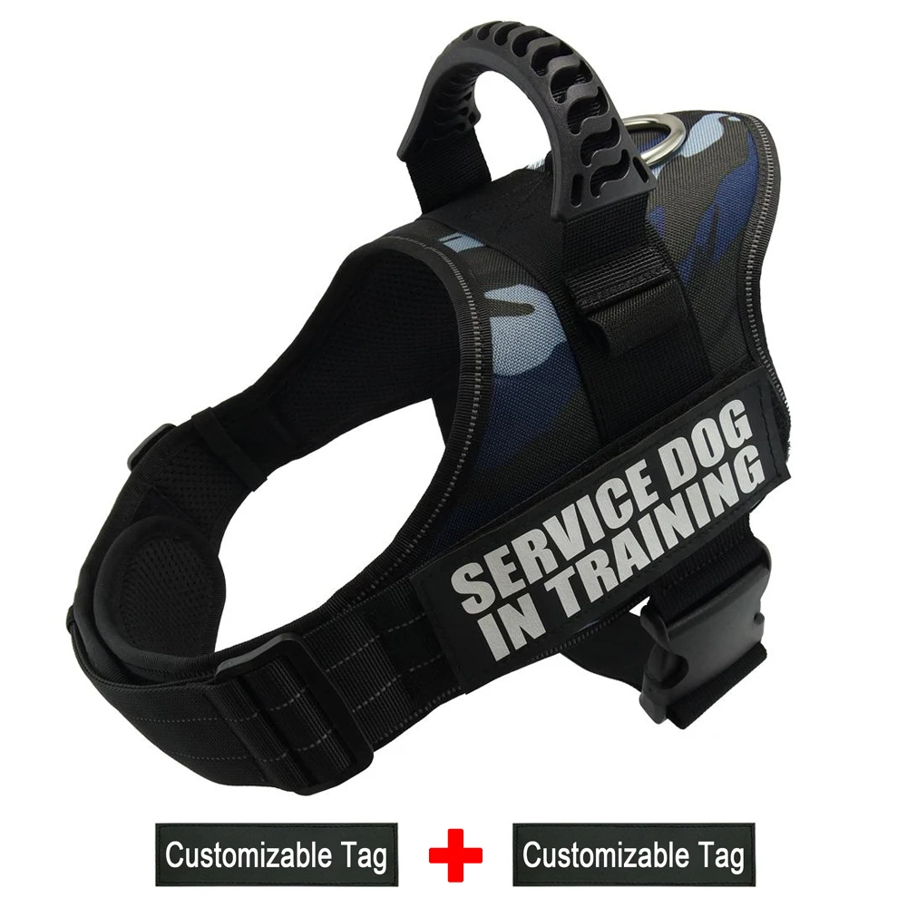 blue camo Жгут для собак индивидуальная этикетка наклейка для собак ID Tag K9 жгут для жилета светоотражающая Регулируемая шлейка для питомцев для маленьких средних и больших собак шлейка для собак - Цвет: blue camo