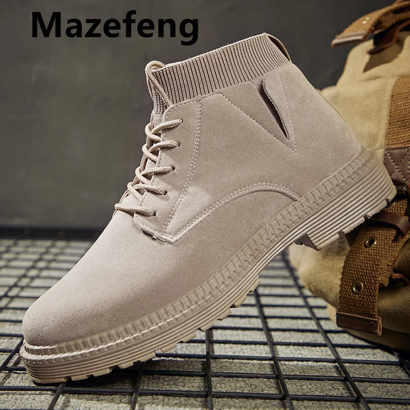 

Mazefeng Spring Autumn 2021 New Man Boots Men's Leather England Retro Tooling Man Boots Lace-up Male Desert Boots 39-44
