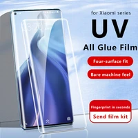 new all glue uv tempered glass curved full screen hd liquid film anti fingerprint mobile phone protector for xiaomi 12 pro 12x