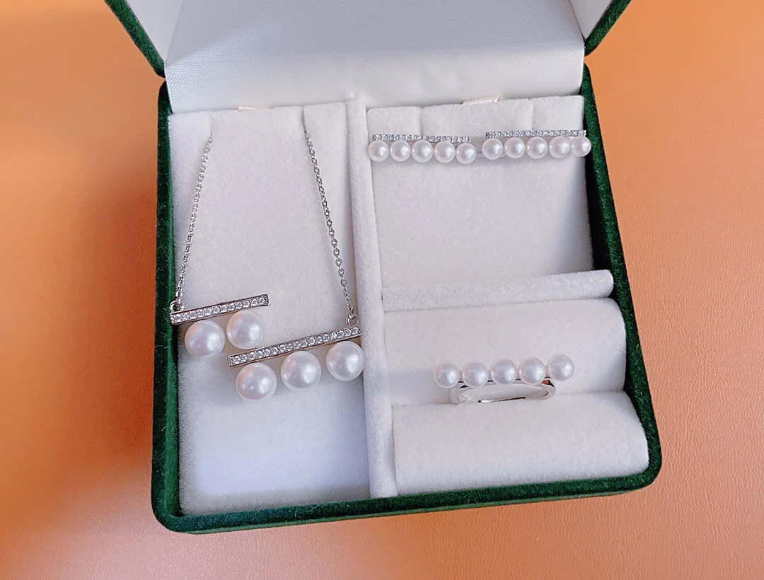

Balance beam three-piece set, heavyweight, exclusive new product, natural 5A steamed buns, round pearls