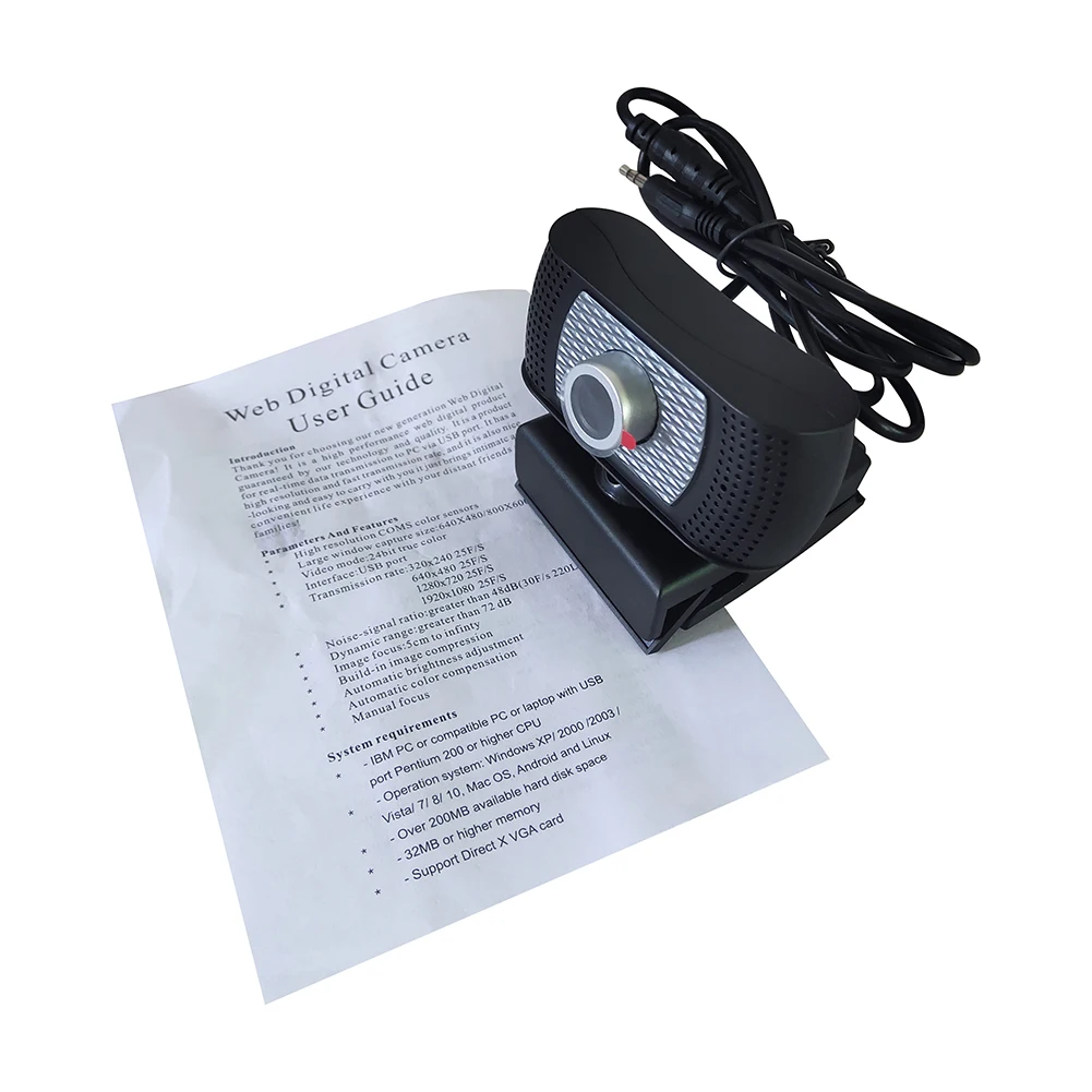 

720P HD Webcam Auto Focus 1280 x 720p Web with Built-in Microphone USB Camera for School Office Working Accessories