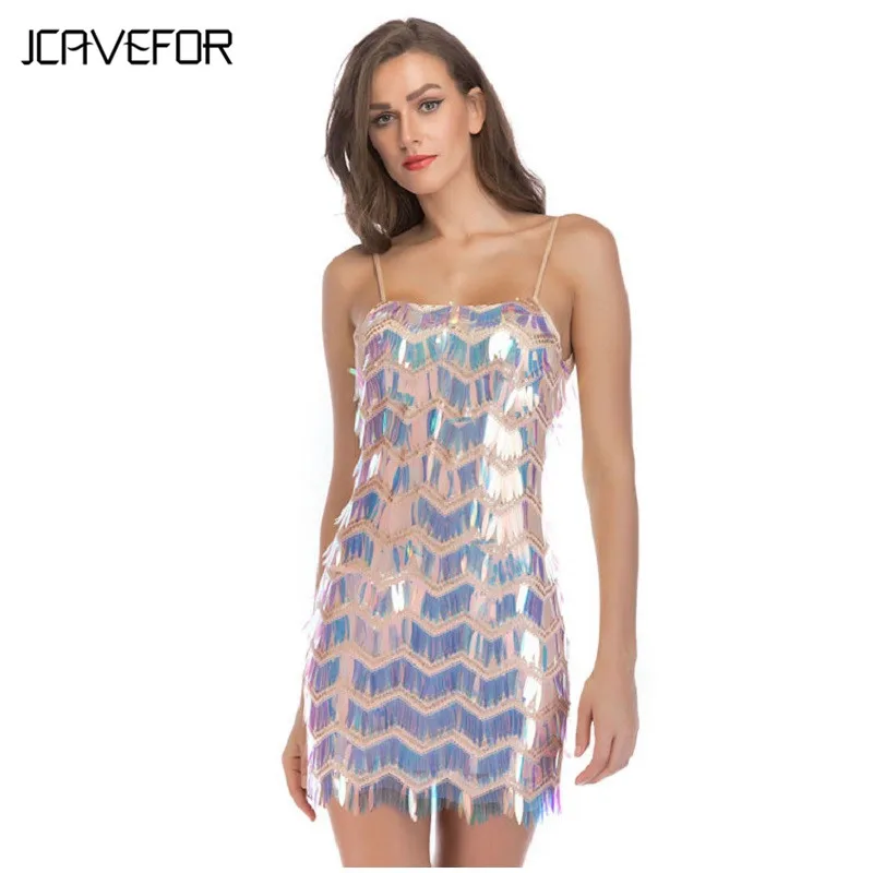 2020 летнее женское сексуальное яркое блестящее платье на тонких бретелях с