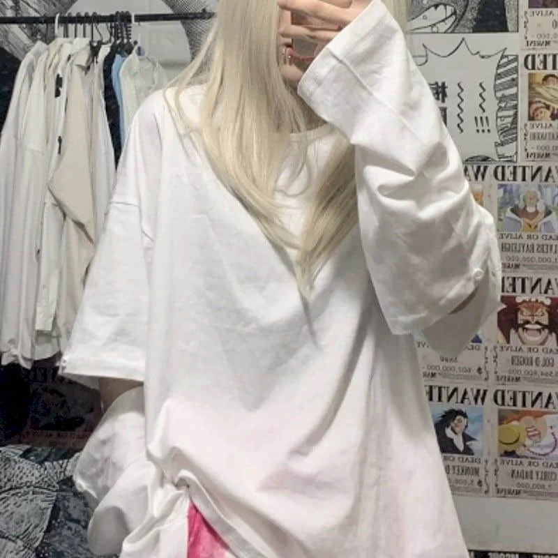 

2022 New Long-sleeved Female Students Korean Version Of Loose Detachable Sleeves Solid Color Wild T-shirt Top Tide Autumn