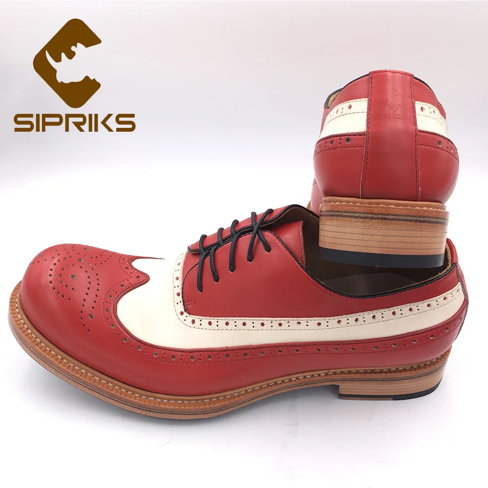 Мужские туфли Sipriks из телячьей кожи красного и белого цвета винтажные