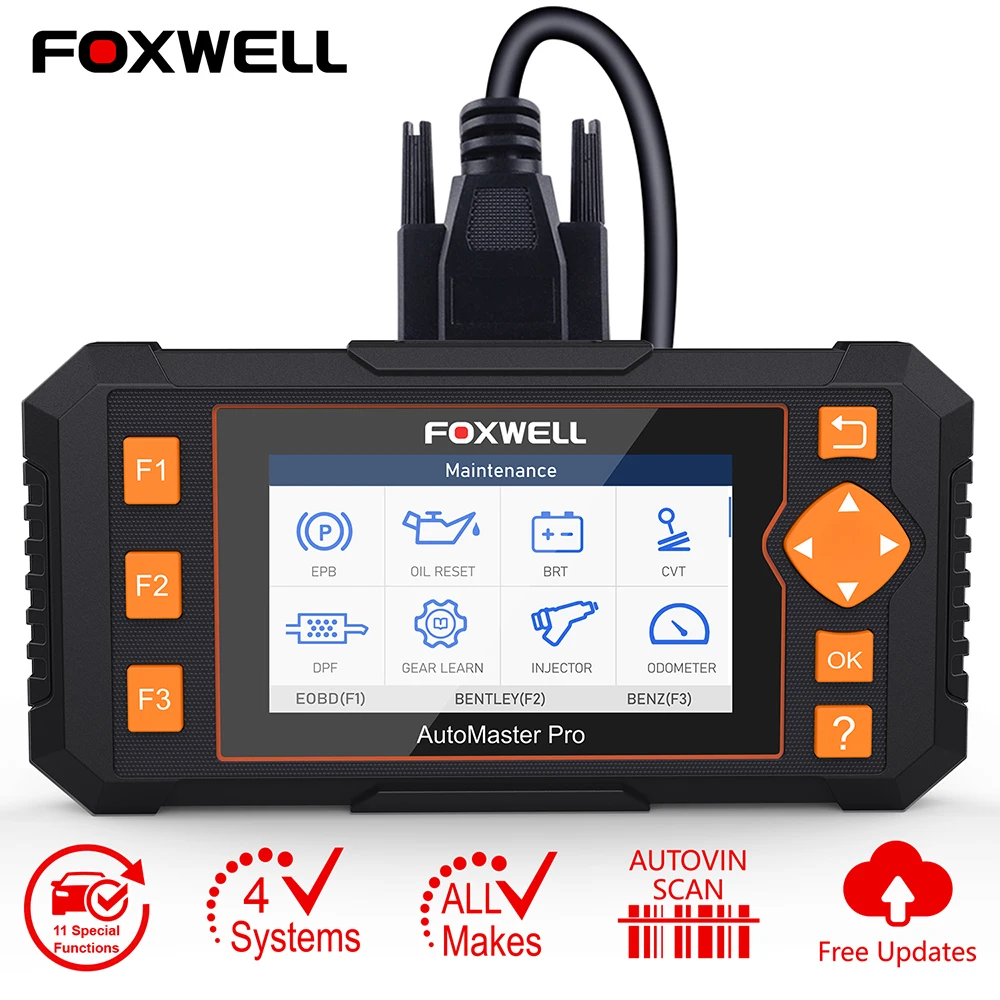 

Foxwell NT634 OBD2 Car Diagnositic Scanner Engine ABS SRS Transmission System EPB TPMS DPF Oil Reset EOBD Automotive Tools