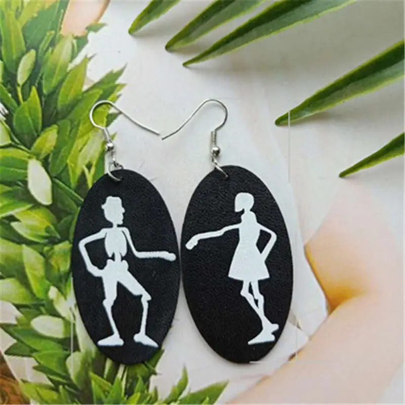 Новый Хэллоуин из полиуретана для сережек черный и белый геометрический Кот