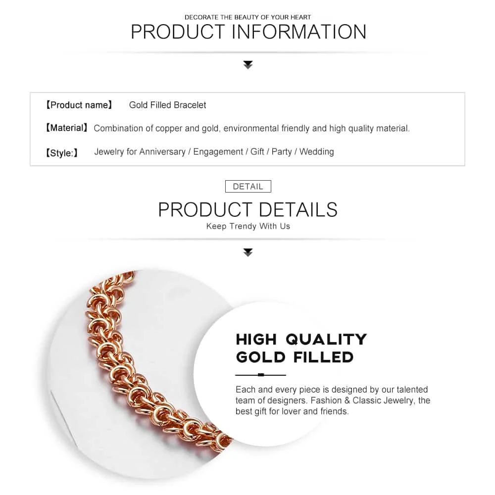 Женский браслет с вихревыми звеньями из розового золота 585 пробы 5 мм 18 см 20 GBM74 |