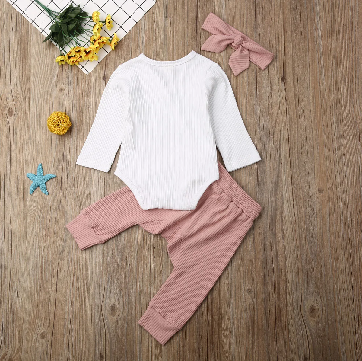 

0-18M New Fashion Newborn Baby Boys Girls Ribbed Clothes Romper 2/3PCS Casual Long Sleeve Jumpsuit Pants Leggings Outfits