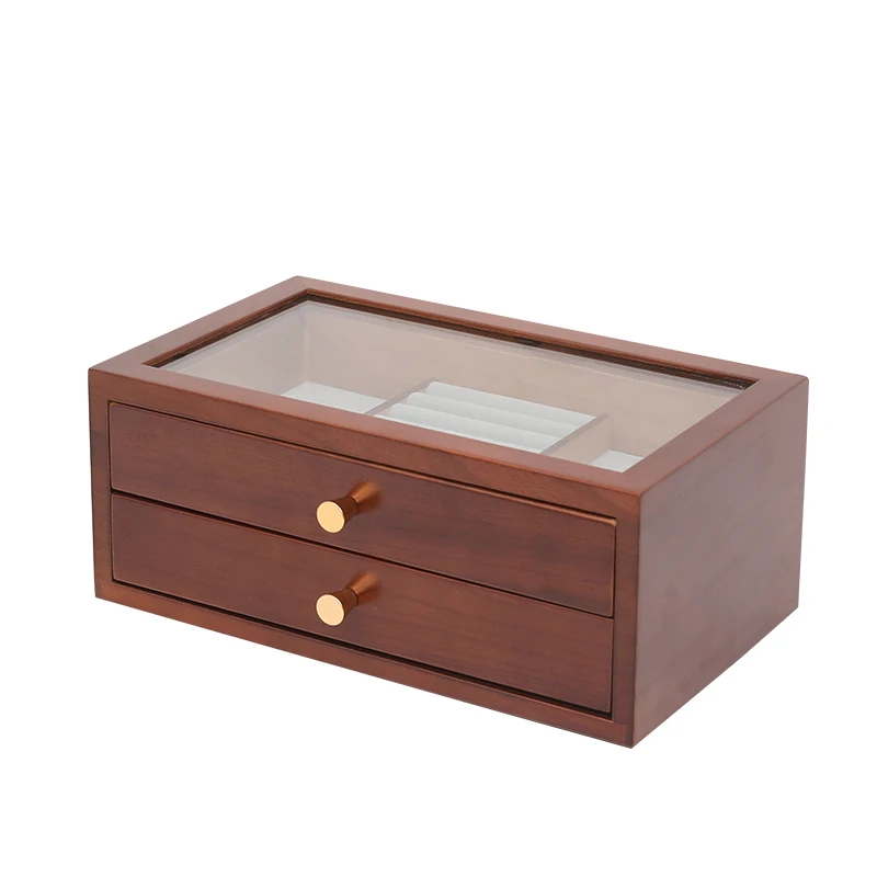 

Ladies Jewelry Storage Makeup Wooden Box New Design Fashion 2 Layer Wooden Jewelry Storage Lipstick Cosmetic Box Gifts For Women