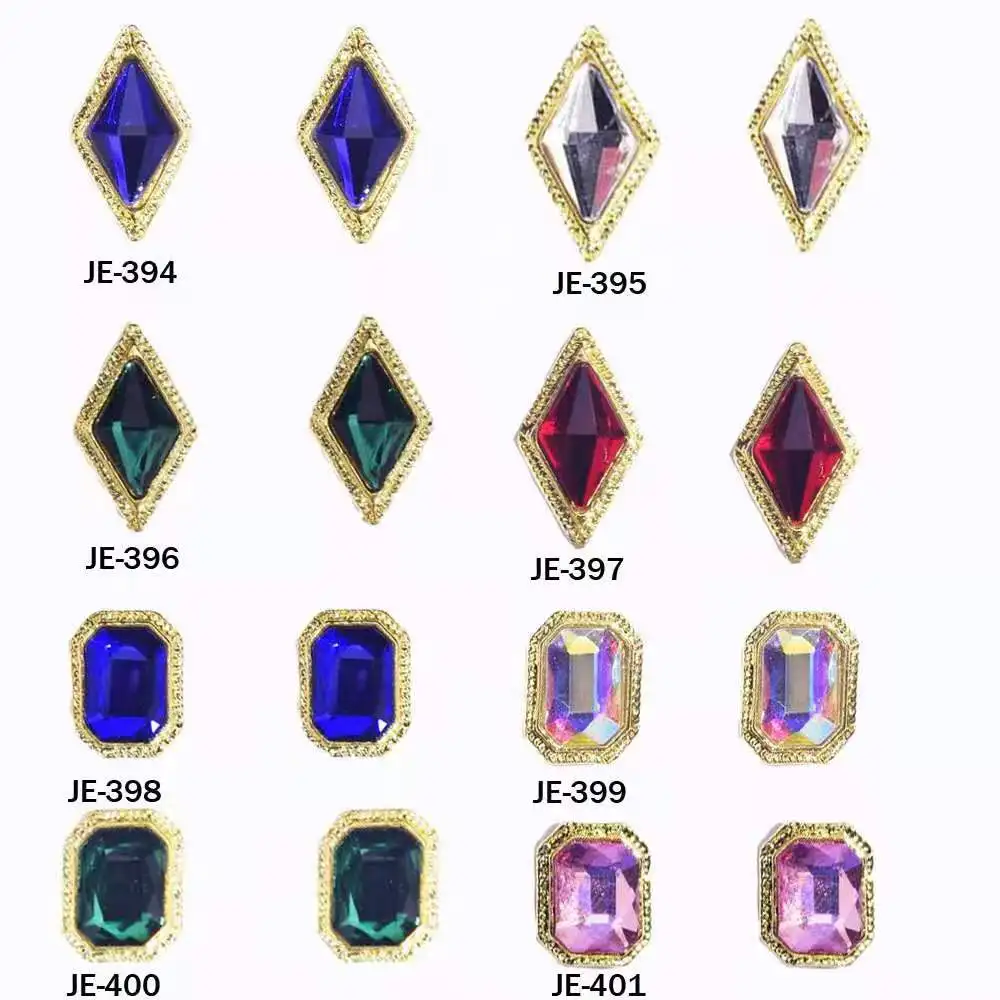 

100Pcs Nail Art Charm Alloy Crystal Rhinestone Accessories 3D Square Jewelry Charms Manicure Pearl Alloy Glass Nails Decorations