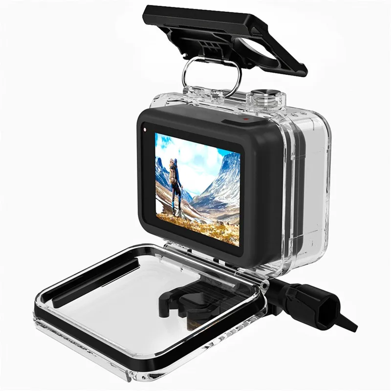 Водонепроницаемый чехол для GoPro Hero 8 черный защитный 19 шлангов + крепкий зажим