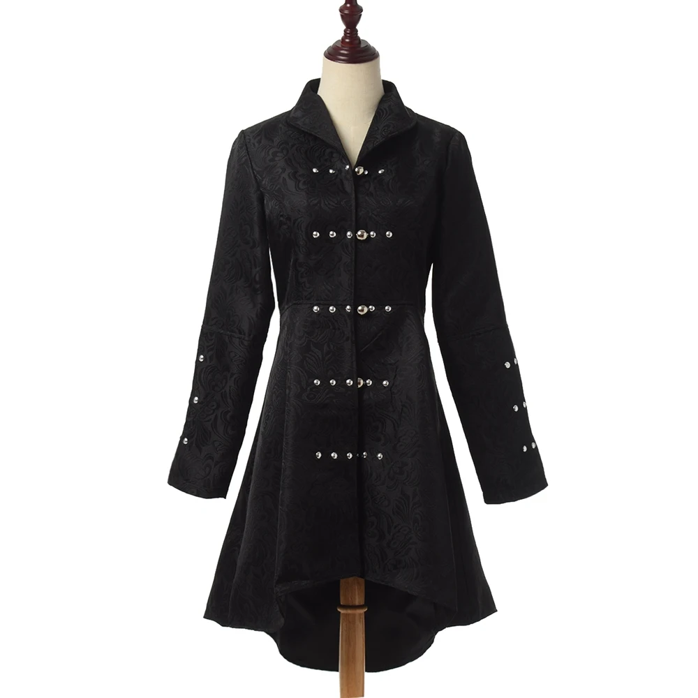 Женское средневековое пальто черная куртка на пуговицах в стиле стимпанк