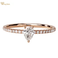 wong rain 925 sterling silver pear cut created moissanite wedding engagement rose gold simple ring for women fine jewelry gifts