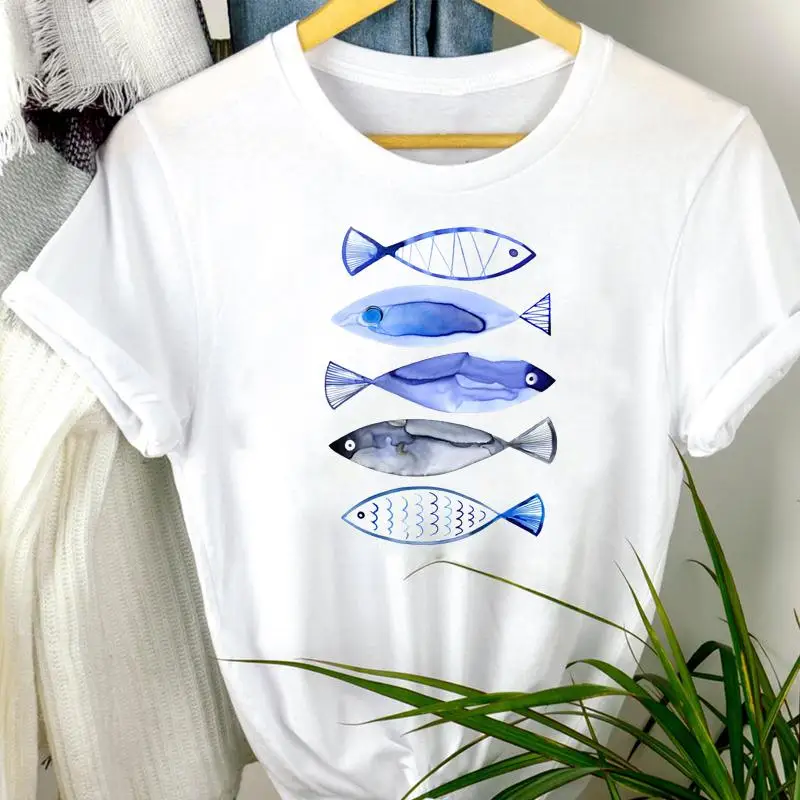 

Women Clothes Watercolor 2021 Trend Cartoon Summer Fashion Short Sleeve Summer Print Tshirt Female Tee Top Graphic T-shirt