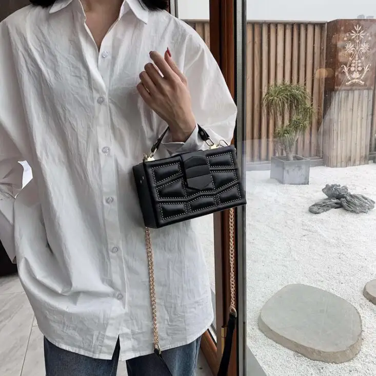 Винтажная квадратная женская сумка 2020 модная из искусственной кожи брендовая