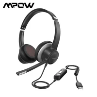 mpow hc6 wired headphones usb 3 5mm computer headset with noise reduction microphone wired earphone for pc phone office driver