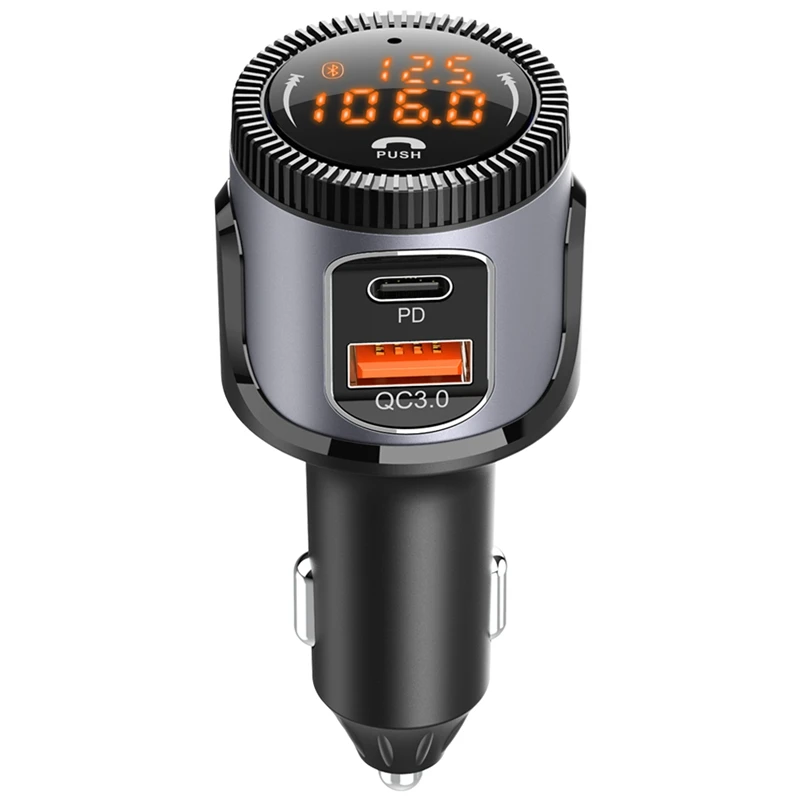 

Bluetooth FM-передатчик, 5,0 FM-передатчик для автомобиля QC 3,0 + USB C Pd 18 Вт Зарядное устройство TB радио адаптер MP3 музыкальный плеер