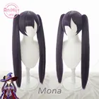 Anihutмона косплей парик Genshin Impact Косплей фиолетовые термостойкие синтетические волосы Мона Хэллоуин косплей