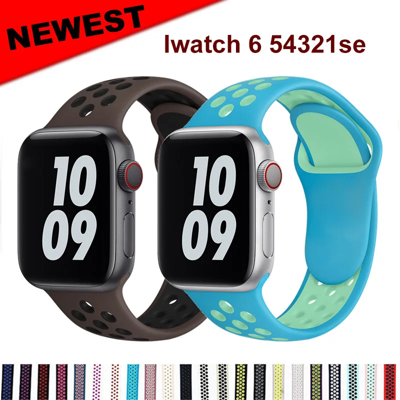 

Sport Silicone Strap For Apple Watch Band 40mm 44mm 38mm 42mm Iwatch Series 3 4 5 6 Se Smartwatch Bracelet Apple Watch 40 44mm