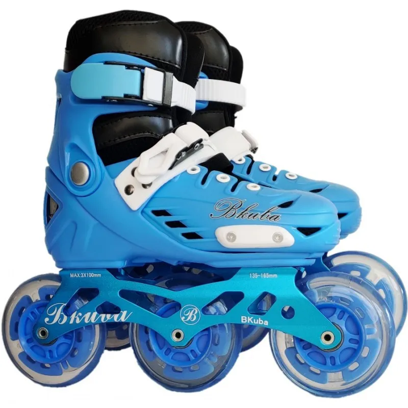 

2021 Kid Inline Roller Skates Skating Shoes Sliding Sneakers 3 Wheels Adjustable Training Sport Shoes Patines Blue Pink