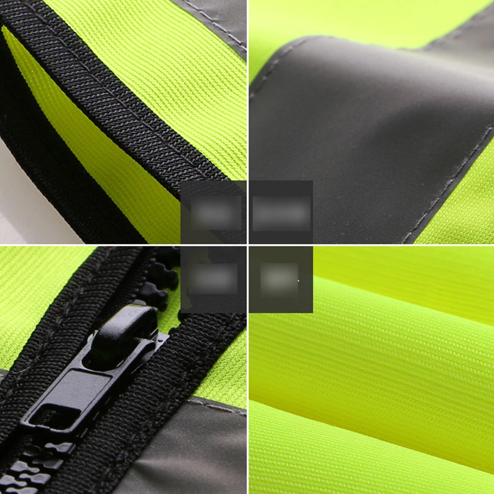 Waterproof Multi Pocket Safety Vest Worker Waistcoat Night Construction Easy Clean Reflective Foldable Protection With Zipper |