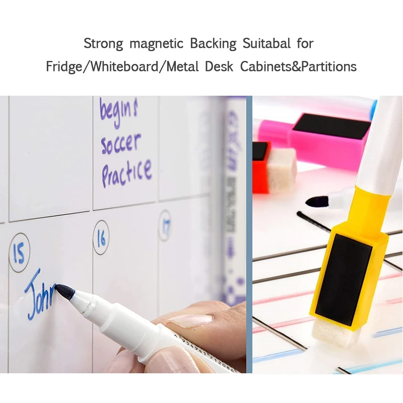 Magnetic Weekly Monthly Planner Calendar Template Dry Erase Board Soft Magnet Fridge Stickers Message Memo Kids Erasable Markers |