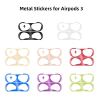 2pcs anti scratch airpods 3 case sticker dust proof scratch resistant metal plating protective sticker for airpods 3 accessories