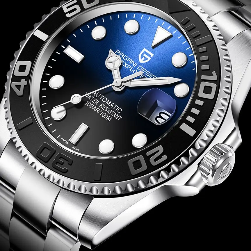 

Design Men Automatic Watch Sapphire Luxury Mechanical Wristwatch Stainless Steel Waterproof Watch Men relogio masculino