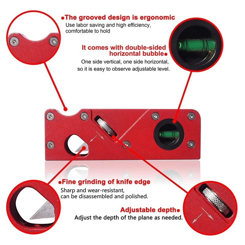 

Four Cutter Heads and Chamfer Plane for Woodworking Hand Planer for Edge Planing and Radian Corner Plane Trimming