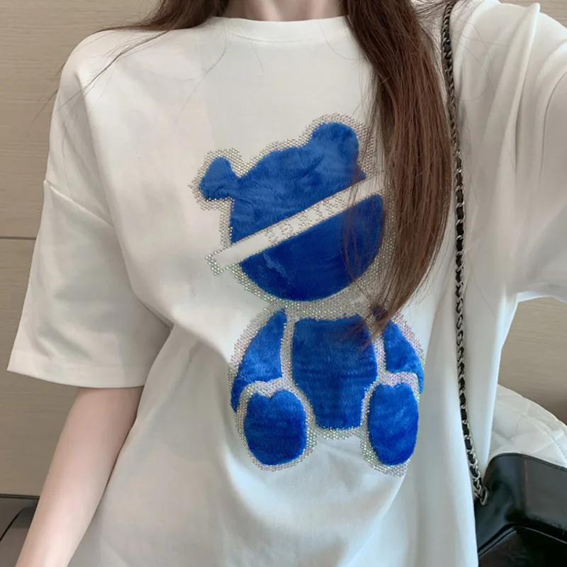 

2021 Short-sleeved T-shirt Round Neck Loose New Ladies Tops Women Modern Simple Fashion Summer Clothes Cute Tide