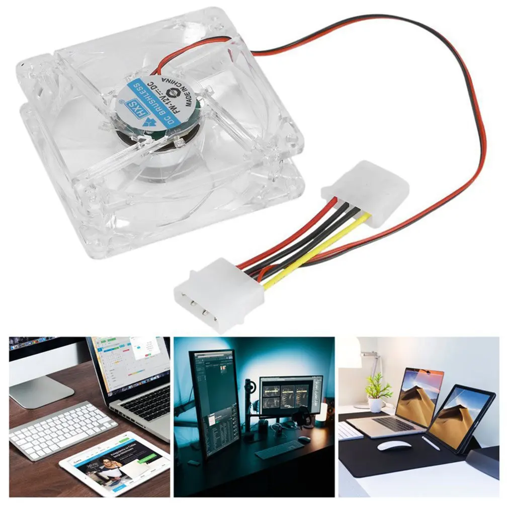 Вентилятор для процессора компьютера 80 мм со светодиодсветодиодный подсветкой |